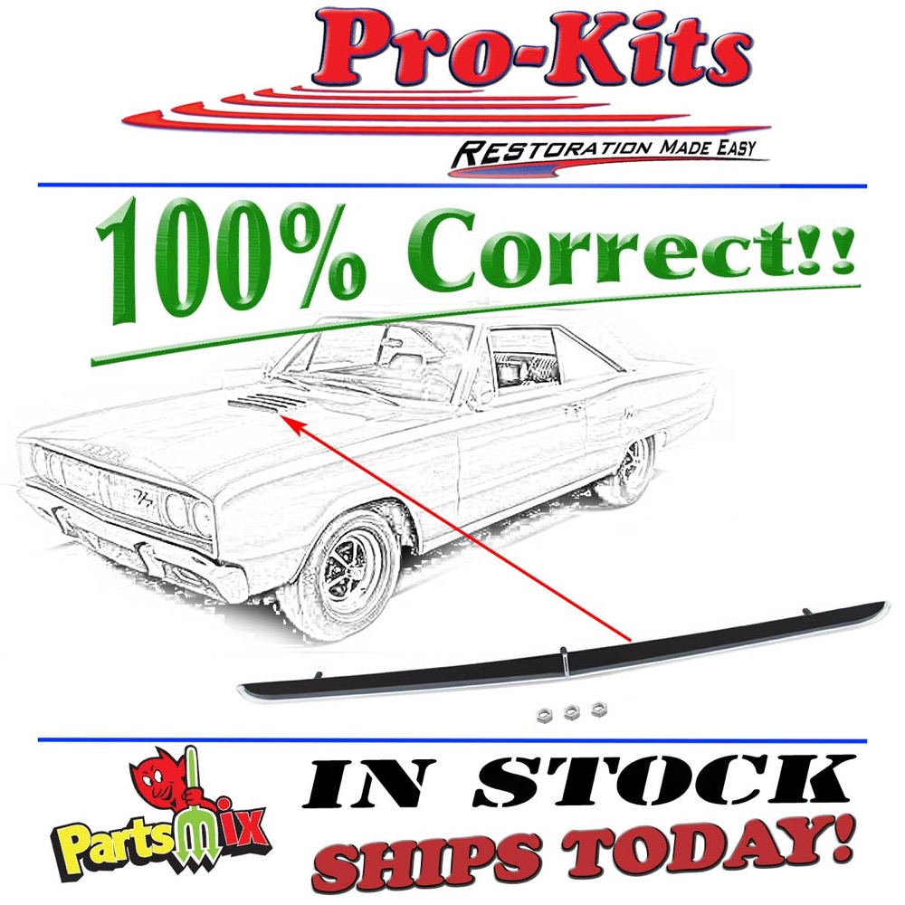 Mopar 1967 67 Dodge R/T Hood Scoop Chrome Louver Insert Trim